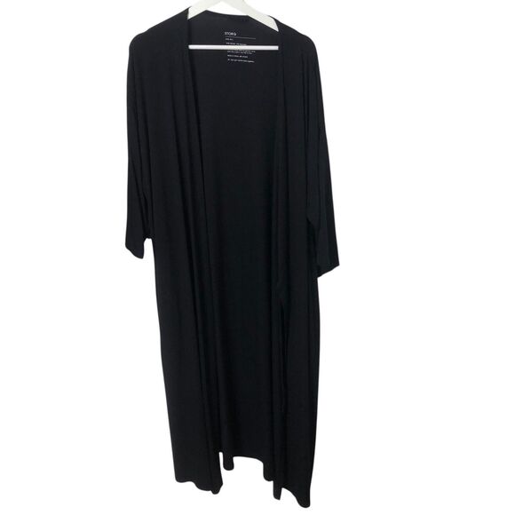 STORQ Maternity Soft Modal Jersey Duster Cardigan Robe Attached Ties Black M/L - Picture 1 of 8